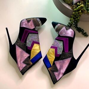 Giuseppe Zanotti Suede swarovski Crystal 80s Metallic ankle Boot women 37